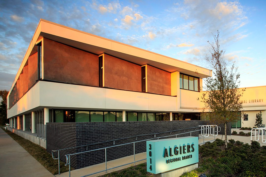 Exterior photo of the Algiers Regional Library.