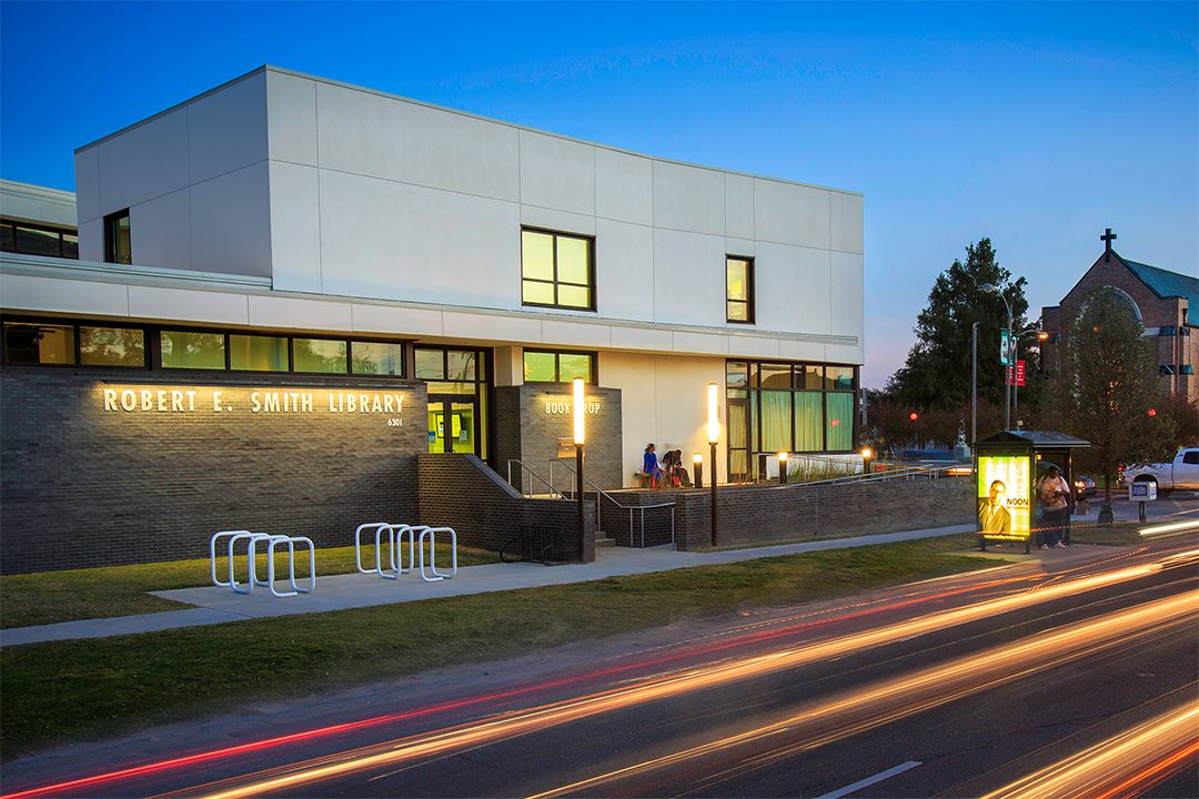 Exterior photo of the Robert E. Smith Library.