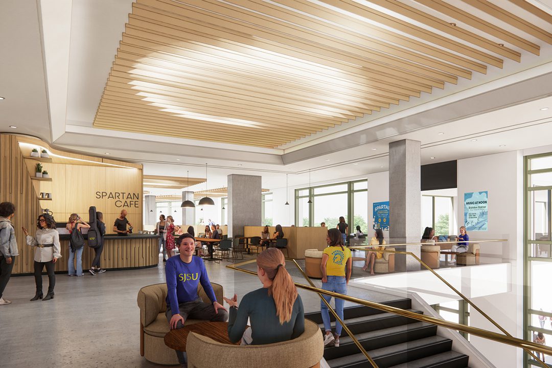 Rendering of the Spartan Café at the SJSU Spartan Village on the Paseo.