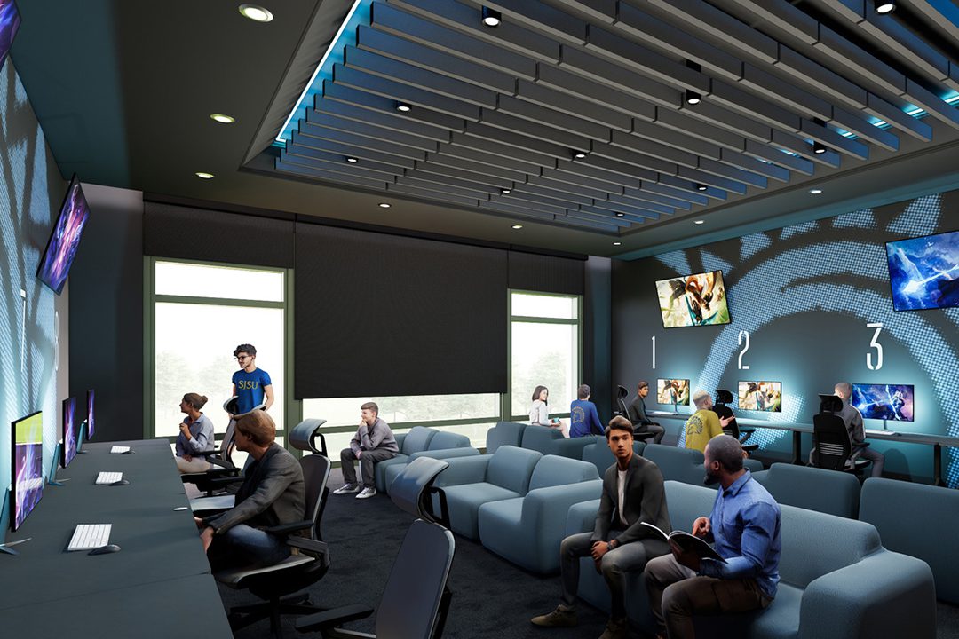 Rendering of the gaming and entertainment center at the SJSU Spartan Village on the Paseo.