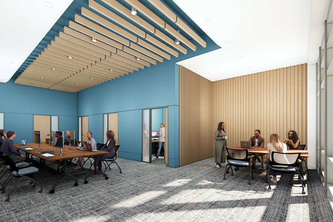 Rendering of University Housing Services staff offices at the SJSU Spartan Village on the Paseo.