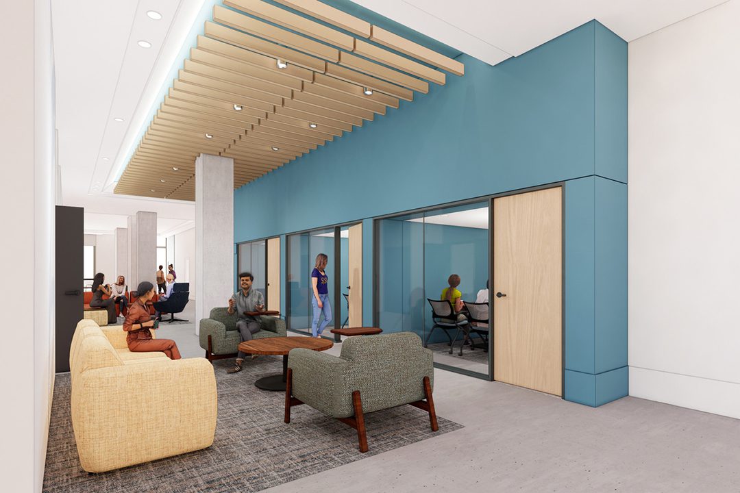 Rendering of the study spaces at the SJSU Spartan Village on the Paseo.